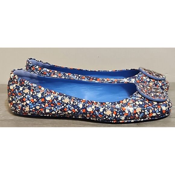 Tory Burch Minnie Women's 7 M Travel Ballet Flat Linose Red Blue Speckled Shoes - Picture 2 of 10